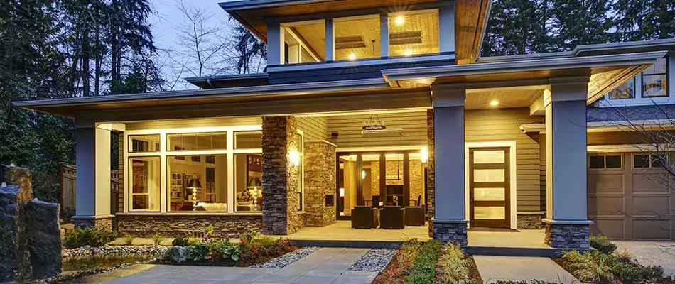 Custom outdoor lighting installed at a Manassas, VA home.